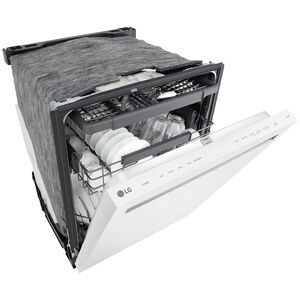 LG 24 in. Top Control Flush-Mount Smart Dishwasher with 46 dBA Sound Level, 3rd-Rack, AutoVent Dry & Pocket Handle - White, , hires