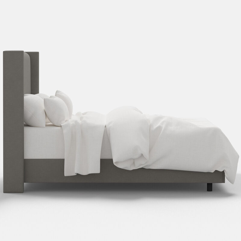 Skyline Furniture Linen Fabric Upholstered Full Size Wingback Bed - Grey, , hires