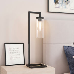 Hudson & Canal Malva Table Lamp With Seeded Glass - Black, , hires
