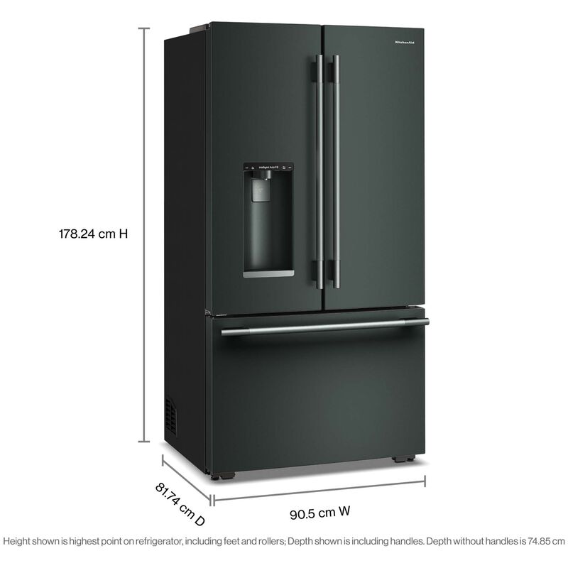 KitchenAid 36 in. 23.1 cu. ft. Smart Counter Depth French Door Refrigerator with Ice & Water Dispenser - Juniper, , hires