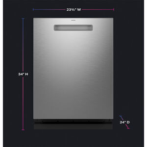 GE Profile 24 in. Top Control Flush-Mount Smart Dishwasher with 44 dBa Sound Level, 3rd-Rack, Dry Boost & Pocket Handle - Fingerprint Resistant Stainless, , hires