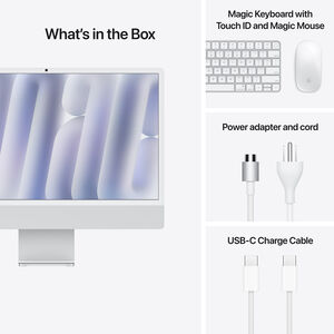 Apple iMac with 24-inch 4.5K Retina Display, M4 10-Core Chip, 16GB RAM, 256GB Storage, 10-Core GPU, 4 USB Ports, Silver, , hires