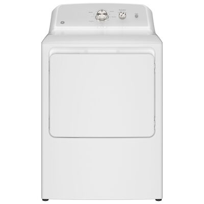 GE 27 in. 7.2 cu. ft. Gas Dryer with Up To 120 ft. Venting & Reversible Door - White | GTD38GASWWS