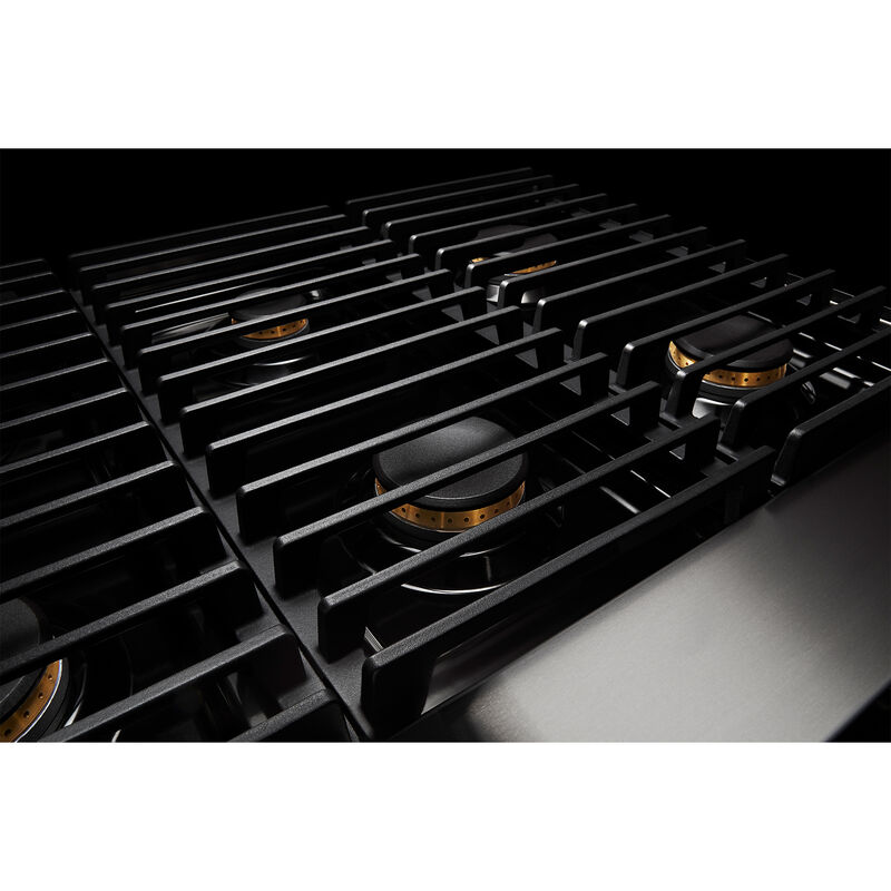 JennAir Noir Series 48 in. 6.3 cu. ft. Smart True European Convection Steam Double Oven Dual Fuel Range with 6 Sealed Burners & Griddle - Stainless Steel, , hires