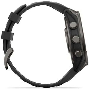 Garmin fenix 9 47 mm, AMOLED Smart Watch - Carbon Gray DLC Titanium with Black Silicone Band, , hires