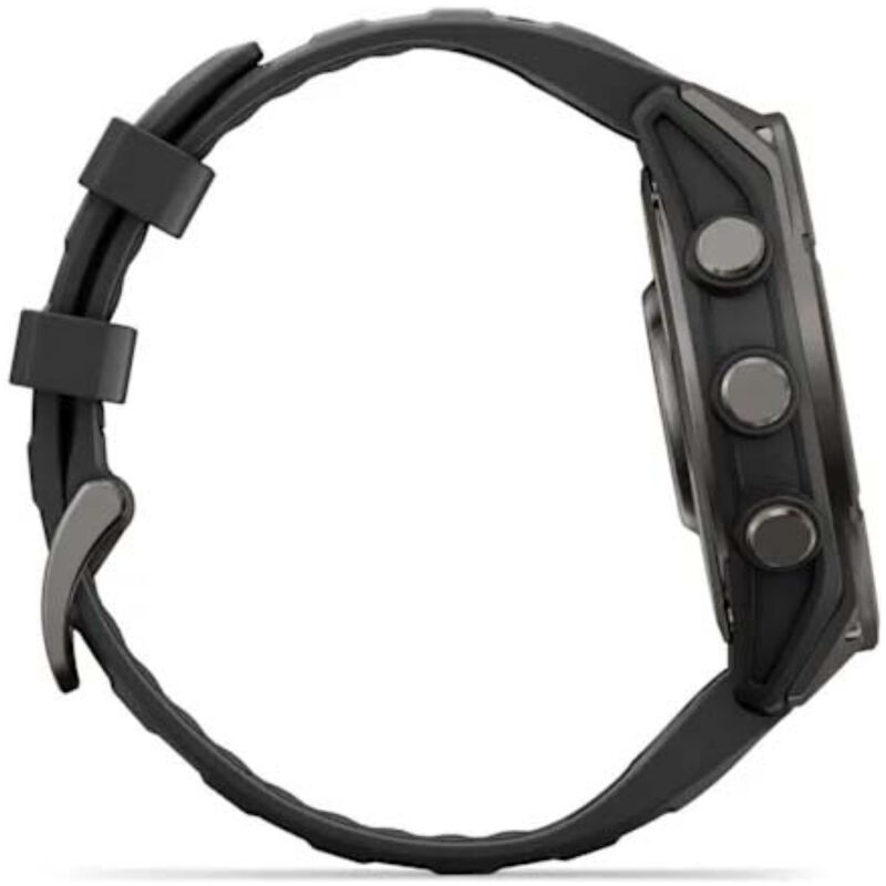 Garmin fenix 9 47 mm, AMOLED Smart Watch - Carbon Gray DLC Titanium with Black Silicone Band, , hires