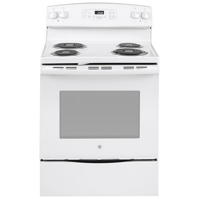 GE 30 in. 5.3 cu. ft. Oven Freestanding Electric Range with 4 Coil Burners - White | JB258DMWW