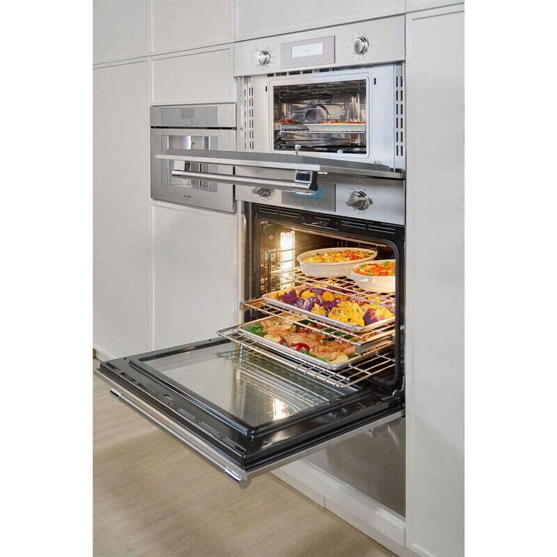 Thermador Professional Series 30 in. 8.6 cu. ft. Smart Speed Electric Microwave/Wall Oven Combo with True European Convection - Stainless Steel, , hires