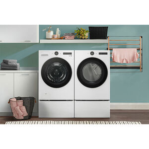 LG 27 in. 4.5 cu. ft. Smart Stackable Front Load Washer with AI DD Built-In Intelligence, TurboWash 360 Technology, Allergiene, Sanitize & Steam Wash Cycle - White, , hires