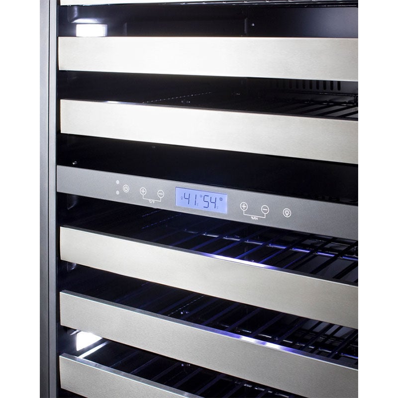 Summit 24 in. Wine Cooler with Wire Racks, Dual Temperature Zones & 163 Bottle Capacity - Stainless Steel, , hires