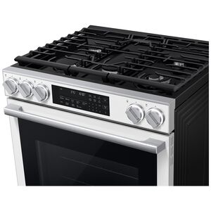 Samsung Bespoke 30 in. 6.0 cu. ft. Smart Air-Fry True European Convection Slide-In Gas Range with 5 Sealed Burners & Griddle - White Glass, White Glass, hires