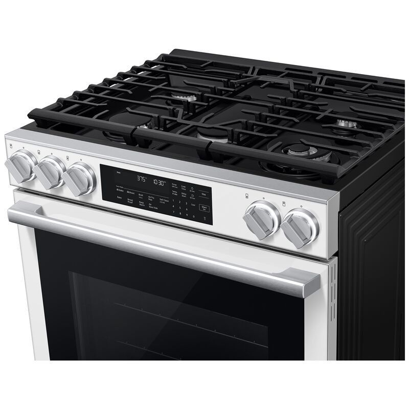 Samsung Bespoke 30 in. 6.0 cu. ft. Smart Air-Fry True European Convection Slide-In Gas Range with 5 Sealed Burners & Griddle - White Glass, White Glass, hires
