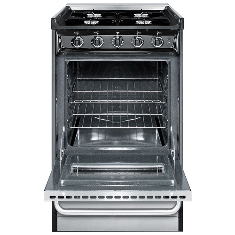 Summit 20 in. 2.4 cu. ft. Oven Freestanding Gas Range with 4 Open Burners - Stainless Steel, , hires