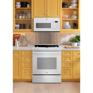 GE 30" 1.7 Cu. Ft. Over-the-Range Microwave with 10 Power Levels, 300 CFM & Sensor Cooking Controls - White, White, hires