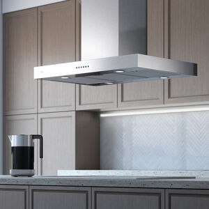 XO 42 in. Convertible Chimney Style Range Hood with 600 CFM, 3 Fan Speeds & 4 LED Lights - Stainless Steel, , hires