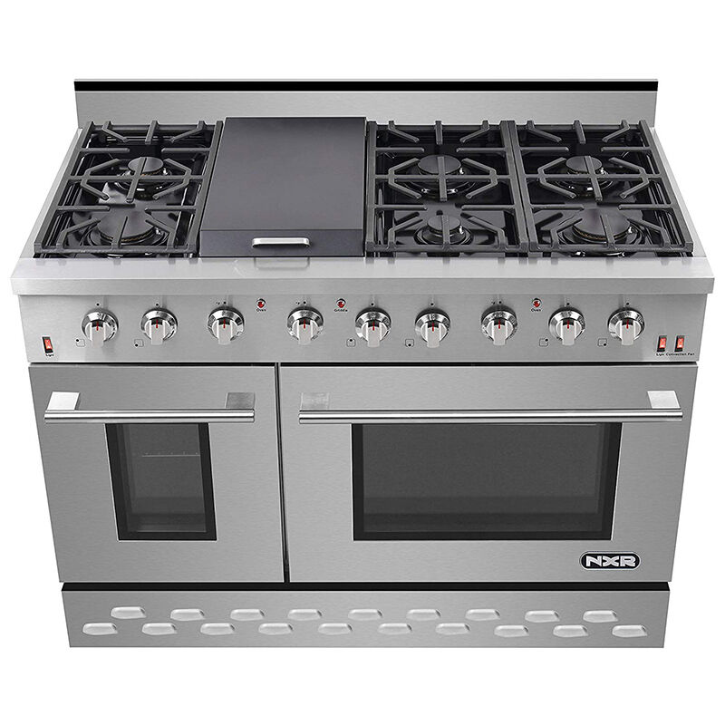 NXR 48 in. 7.2 cu. ft. Standard Convection Double Oven Gas Range with 6 Sealed Burners - Stainless Steel, , hires