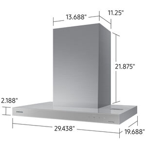 Samsung 30 in. Chimney Style Smart Range Hood with 4 Speed Settings, 630 CFM & 1 LED Light - Clean Gray, , hires