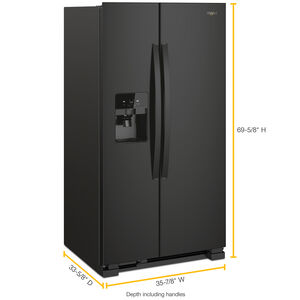 Whirlpool 36 in. 24.5 cu. ft. Side by Side Refrigerator with Ice & Water Dispenser - Black, Black, hires