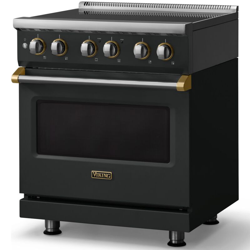 Viking 5 Series 30 in. 4.7 cu. ft. True European Convection Electric Range with 4 Induction Burners - Antique Bronze - Brushed Brass Trim Option, , hires