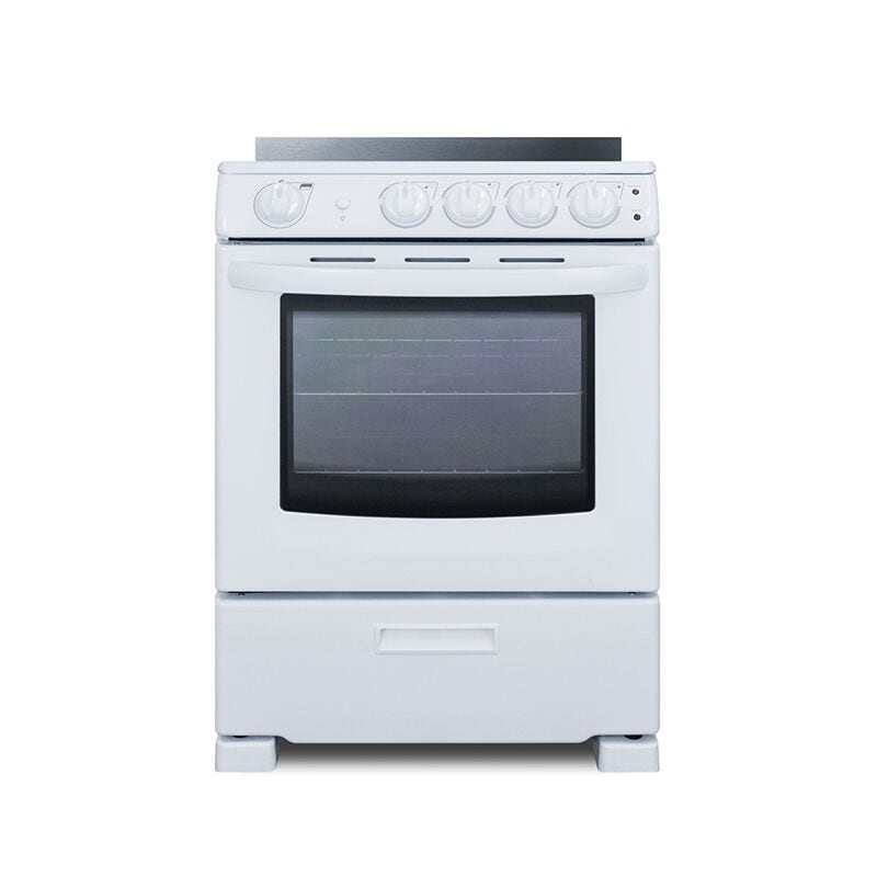 Summit White Pearl Series 24 in. 2.9 cu. ft. Slide-In Electric Range with Smoothtop Burners - White, , hires