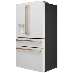 Cafe 36 in. 22.3 cu. ft. Smart Counter Depth 4-Door French Door Refrigerator with Ice & Water Dispenser - Matte White, Matte White, hires