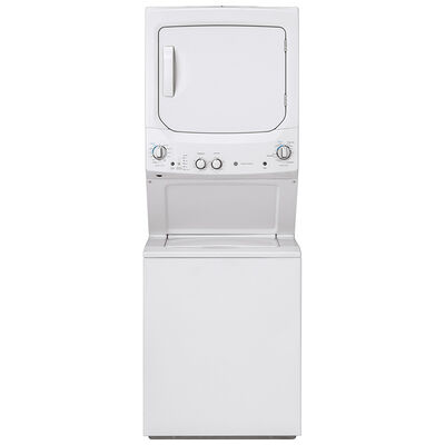 GE 27 in. Laundry Center with 3.8 cu. ft. Washer with 11 Wash Programs & 5.9 cu. ft. Electric Dryer with 4 Dryer Programs & Wrinkle Care - White | GUD27ESSMWW