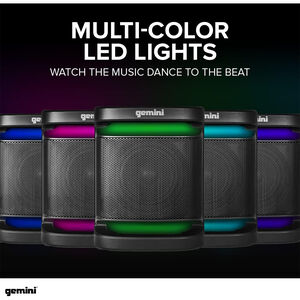 Gemini Dual 8" Home Stereo System with LED Party Lighting - Black, , hires