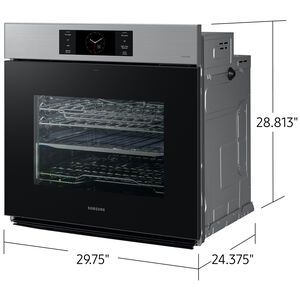 Samsung Bespoke 30 in. 5.1 cu. ft. Electric Smart Wall Oven with Dual Convection & Steam Clean - Stainless Steel, , hires