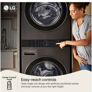 LG 27 in. WashTower with 4.5 cu. ft. Washer with 6 Wash Programs & 7.4 cu. ft. Gas Dryer with 6 Dryer Programs, Sensor Dry & Wrinkle Care - Black Steel, Black Steel, hires