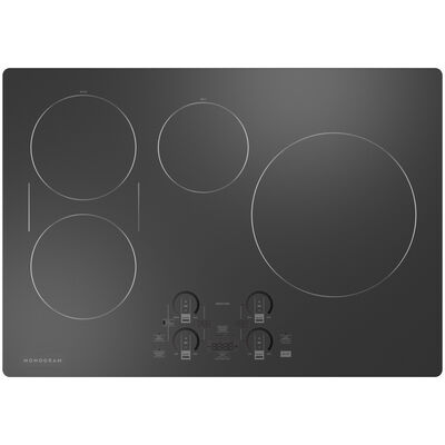 Monogram 30 in. 4-Burner Smart Induction Cooktop with Power Burner - Graphite Black | ZHU30RDTBB