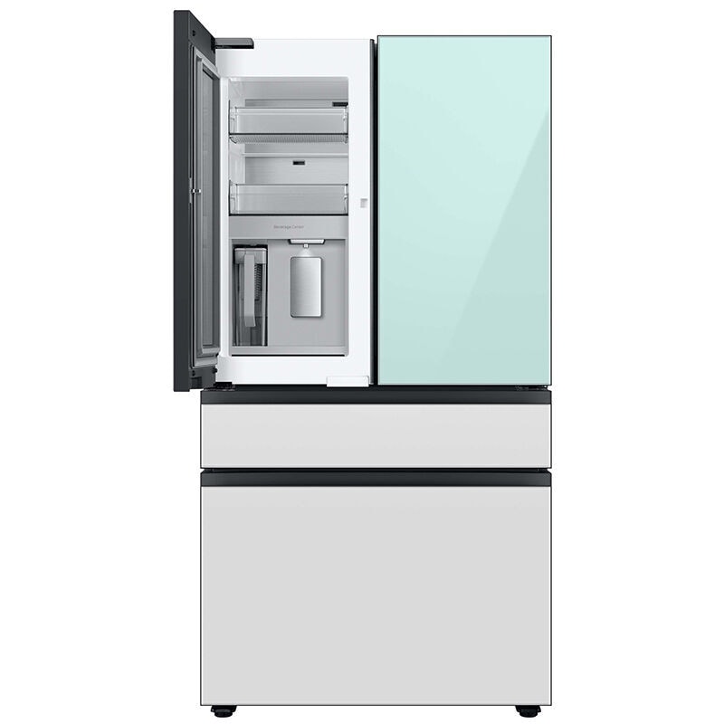 Samsung Bespoke 36 in. 28.8 cu. ft. Smart 4-Door French Door Refrigerator with Internal Water Dispenser - Morning Blue and White Glass, Morning Blue, hires