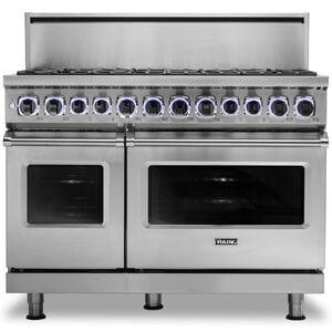 Viking 7 Series 48 in. 7.3 cu. ft. True European Convection Double Oven Dual Fuel Range with 8 Sealed Burners - Stainless Steel, , hires