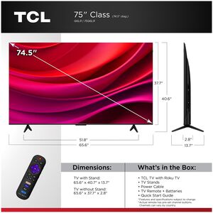 TCL - 75" Class Q6LR Series QLED 4K UHD Smart Roku TV, , hires