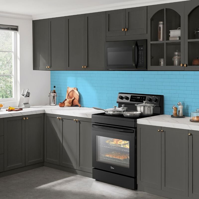 Midea 30 in. 6.3 cu. ft. Electric Range with Radiant Burners - Black, Black, hires