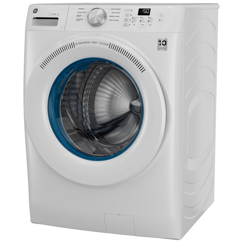 GE 28 in. 4.6 cu. ft. Smart Stackable Front Load Washer with UltraFresh Vent System with OdorBlock & Sanitize with oxi - White, , hires