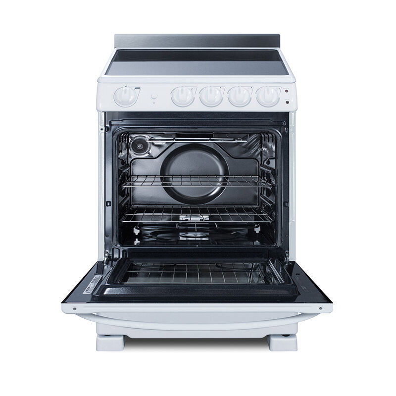 Summit White Pearl Series 24 in. 2.9 cu. ft. Oven Slide-In Electric Range with 4 Smoothtop Burners - White, , hires