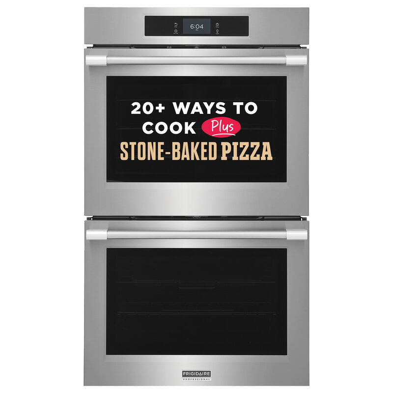 Frigidaire Professional 30 in. 10.6 cu. ft. Smart Top Control Steam Electric Double Wall Oven with True European Convection - Stainless Steel, , hires