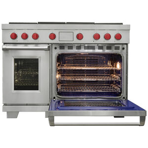 Wolf 48 in. 7.8 cu. ft. Smart Dual Convection Double Oven Dual Fuel Range with 4 Sealed Burners, Grill & Griddle - Stainless Steel, , hires