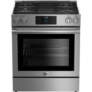 Beko 30 in. 5.7 cu. ft. Oven Slide-In Gas Range with 4 Sealed Burners - Stainless Steel (Open Box Good Condition), , hires