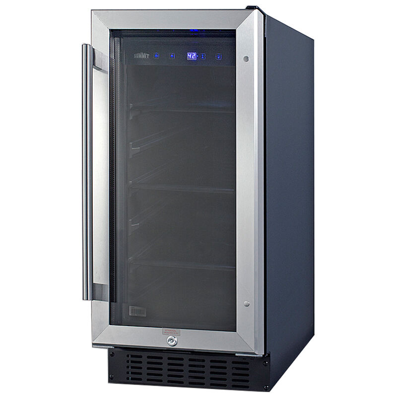 Summit 15 in. Built-In/Freestanding 2.3 cu. ft. Compact Beverage Center with Adjustable Shelves & Digital Control - Stainless Steel, , hires