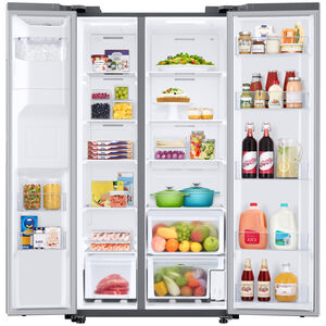 Samsung 36 in. 27.4 cu. ft. Side-by-Side Refrigerator with Ice & Water Dispenser - Stainless Steel, Stainless Steel, hires
