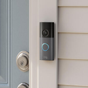 Ring - Wired Doorbell (newest model) Retinal 2K with wide-angle video, up to 6x Enhanced Zoom, and Two-Way Talk - Speckled Grey, , hires