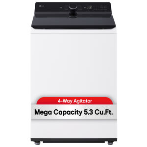 LG 27 in. 5.3 cu. ft. Smart Top Load Washer with Agitator, TurboWash3D Technology & AI Sensing - Alpine White, Alpine White, hires