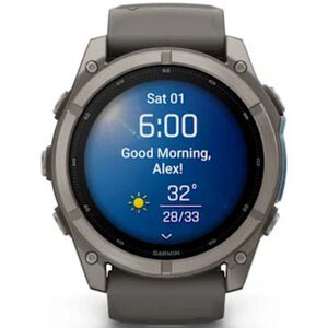 Garmin fenix 9 51 mm, AMOLED Smart Watch - Titanium with Pebble Gray Silicone Band, , hires