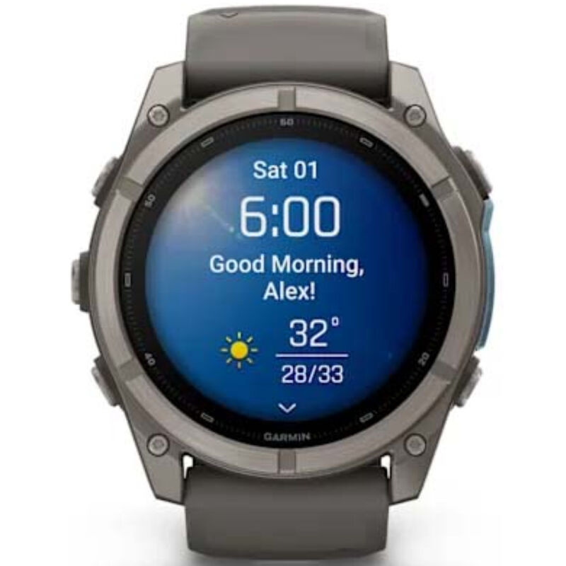 Garmin fenix 9 51 mm, AMOLED Smart Watch - Titanium with Pebble Gray Silicone Band, , hires