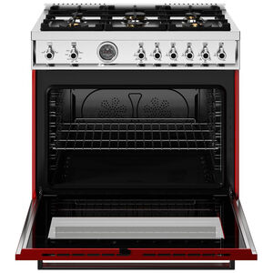 Bertazzoni Professional Series 36 in. 5.9 cu. ft. Convection Oven Freestanding Natural Gas Range with 6 Sealed Burners & Griddle - Red, Red, hires