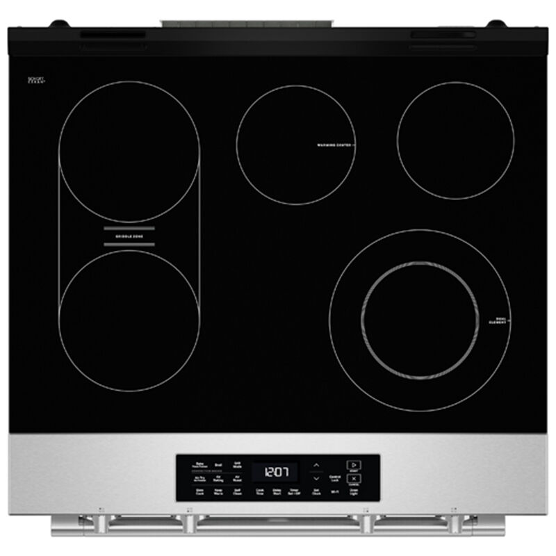 Maytag 30 in. 5.3 cu. ft. Smart Air-Fry Standard Convection Slide-In Electric Range with Radiant Burners, Reversible Grill & Griddle - Fingerprint Resistant Stainless Steel, , hires