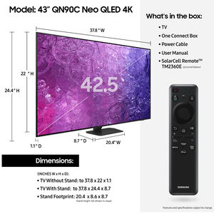 Samsung - 43" Class QN90C Series Neo QLED 4K UHD Smart Tizen TV, , hires