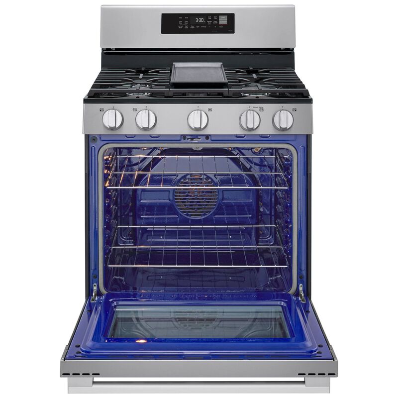 LG 30 in. 6.3 cu. ft. Smart Air Fry True European Convection Gas Range with 5 Sealed Burners & Griddle - Stainless Steel, , hires