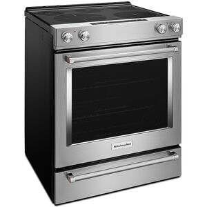 KitchenAid 30 in. 6.4 cu. ft. True European Convection Slide-In Electric Range with Radiant Burners - Stainless Steel, Stainless Steel, hires